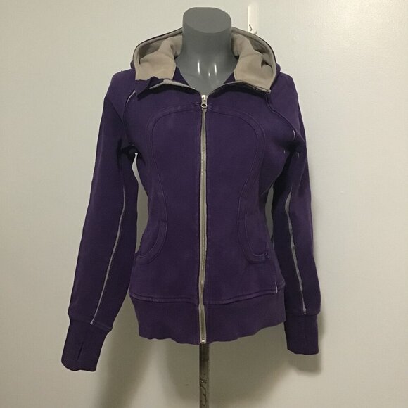 Lululemon Special Edition Scuba Hoodie Purple with Gray Trim Size 8 - Picture 1 of 12